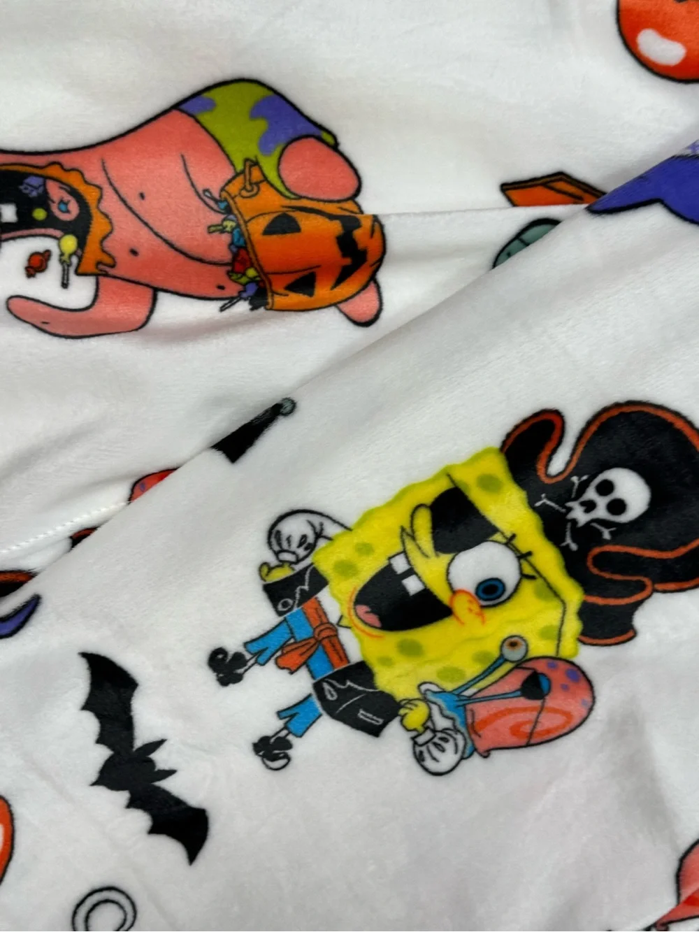 SpongeBob Squarepants White Multicolor Halloween Plush Throw Blanket